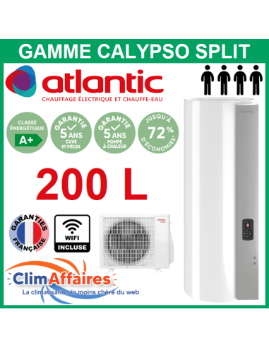 ATLANTIC Chauffe-eau thermodynamique Calypso connecté - Atlantic - 200L -  Classe énergétique A+ - Chauffe-eau thermodynamique