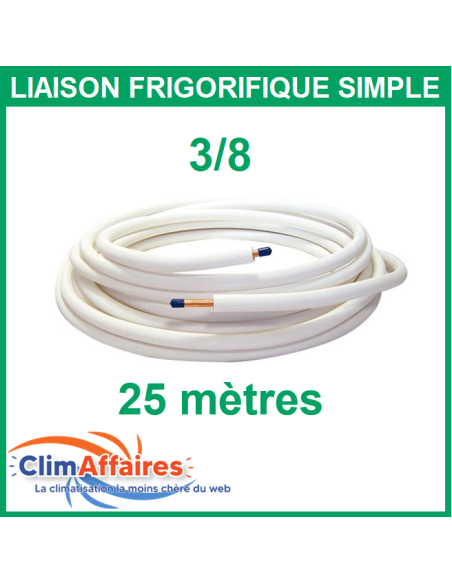 Liaison frigorifique en cuivre isolée simple M1 - 3/8 (25 mètres)