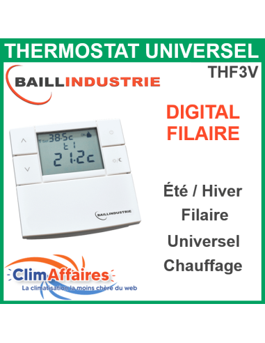 Thermostat d'Ambiance Baillindustrie Digital Filaire - THF3V