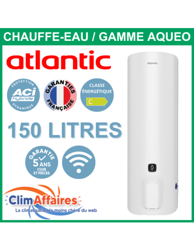 Chauffe Eau Électrique Atlantic SPLIT AQUEO CONNECTÉ WIFI Vertical Mural 150 Litres - 154116