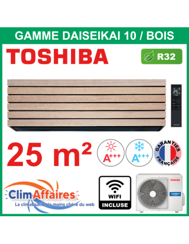 Toshiba Clim Monosplit Mural Inverter - DAISEIKAI 10 Bois - R32 - RAS-B10S4KVDG-E + RAS-10S4AVPG-E + wifi (2.5 kW)