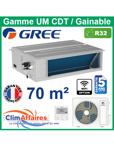 GREE Climatiseur Monosplit Gainable - UM CDT24 - 3NGR0571 + 3NGR0572 (7.1 kW) - R32