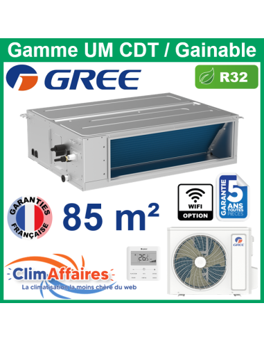 GREE Climatiseur Monosplit Gainable - UM CDT30 - 3NGR0576 + 3NGR0577 (8.5 kW) - R32