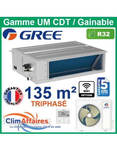 GREE Climatiseur Monosplit Gainable Triphasé - UM CDT48 3PH - 3NGR0591 + 3NGR0662 (13.4 kW) - R32