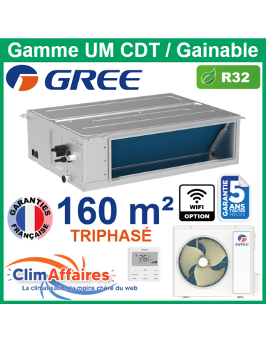 GREE Climatiseur Monosplit Gainable Triphasé - UM CDT60 3PH - 3NGR0611 + 3NGR0667 (16 kW) - R32