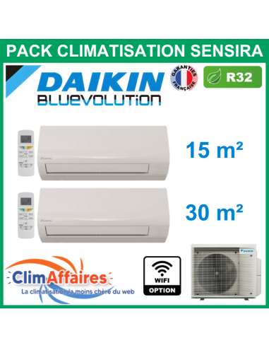 Daikin Climatisation Bisplit - SENSIRA BLUEVOLUTION - R32 - 2MXF50A + CTXF20C + CTXF35C (5.0 kW)