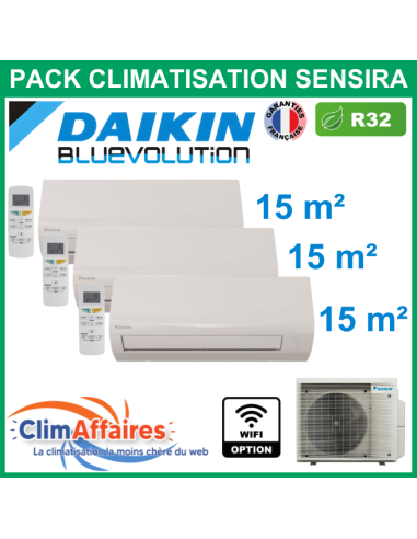 Daikin Climatisation Trisplit - SENSIRA BLUEVOLUTION - R32 - 3MXF52A9 + 3 x CTXF20C (5.2 kW)