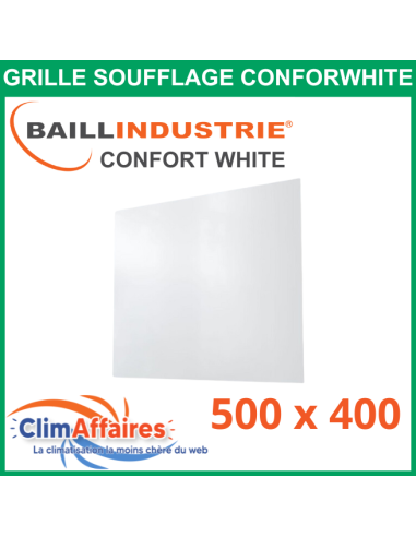 Baillindustrie - Grille de soufflage - CONFORT WHITE - Aluminium blanc satiné - 500x400 mm - DIF500X400 (Enjoliveur 700x600)