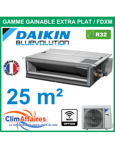 Daikin Climatiseur Monosplit Gainable Extra Plat Basse Pression - R32 - FDXM25F9 + RXM25R9 (2.4 kW)