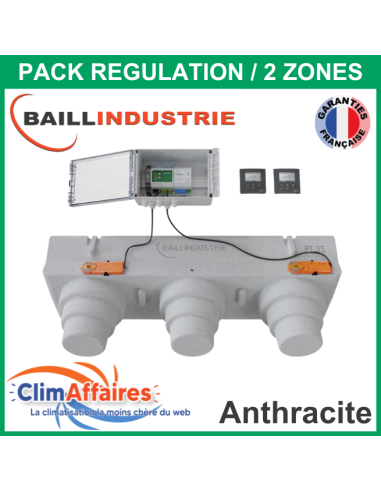 Baillindustrie - Pack Régulation Gainable Universel Baillzoning 2 ZONES - PL3S - PACK REGUL 2Z TA (Anthracite)