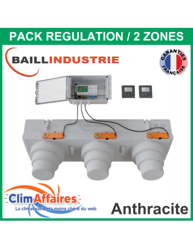 Baillindustrie - Pack Régulation Gainable Universel Baillzoning 2 ZONES - PL3S - PACK REGUL 2Z - 3M TA (Anthracite)