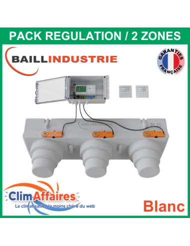 Baillindustrie - Pack Régulation Gainable Universel Baillzoning 2 ZONES - PL3S - PACK REGUL 2Z - 3M TB (Blanc)