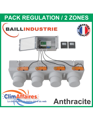 Baillindustrie - Pack Régulation Gainable Universel Baillzoning 2 ZONES - PL4S - PACK REGUL 2Z - 4M TA (Anthracite)