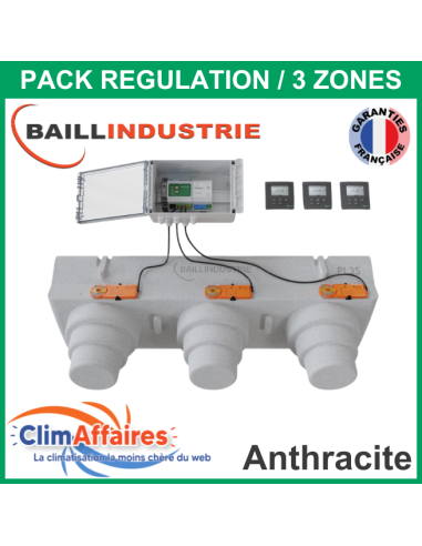 Baillindustrie - Pack Régulation Gainable Universel Baillzoning 3 ZONES - PL3S - PACK REGUL 3Z TA (Anthracite)