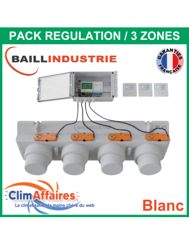 Baillindustrie - Pack Régulation Gainable Universel Baillzoning 3 ZONES - PL4S - PACK REGUL 3Z - 4M TB (Blanc)