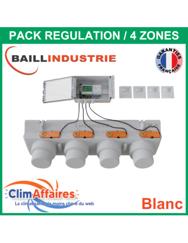 Baillindustrie - Pack Régulation Gainable Universel Baillzoning 4 ZONES - PL4S - PACK REGUL 4Z TB (Blanc)