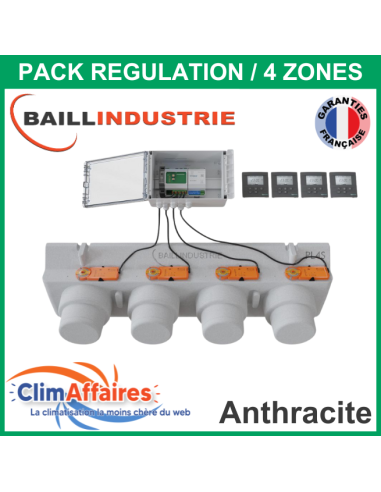 Baillindustrie - Pack Régulation Gainable Universel Baillzoning 4 ZONES - PL4S - PACK REGUL 4Z TA (Anthracite)