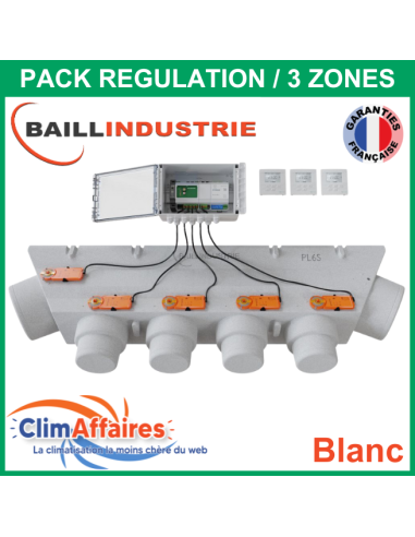 Baillindustrie - Pack Régulation Gainable Universel Baillzoning 3 ZONES - PL6S - PACK REGUL 3Z - 5M TB (Blanc)