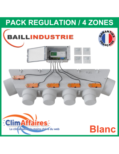 Baillindustrie - Pack Régulation Gainable Universel Baillzoning 4 ZONES - PL6S - PACK REGUL 4Z - 5M TB (Blanc)
