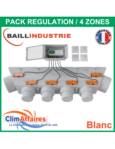 Baillindustrie - Pack Régulation Gainable Universel Baillzoning 4 ZONES - PL6S - PACK REGUL 4Z - 6M TB (Blanc)