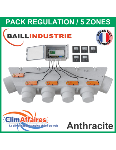 Baillindustrie - Pack Régulation Gainable Universel Baillzoning 5 ZONES - PL6S - PACK REGUL 5Z TA (Anthracite)