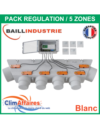 Baillindustrie - Pack Régulation Gainable Universel Baillzoning 5 ZONES - PL6S - PACK REGUL 5Z - 6M TB (Blanc)