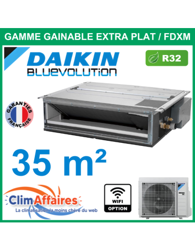 Daikin Climatiseur Monosplit Gainable Extra Plat Basse Pression - R32 - FDXM35F9 + RXM35R9 (3.4 kW)