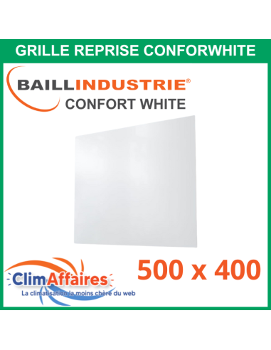 Baillindustrie - Grille de Reprise - CONFORT WHITE - Aluminium blanc satiné - 500x400 mm - COL500X400 (Enjoliveur 700x600)