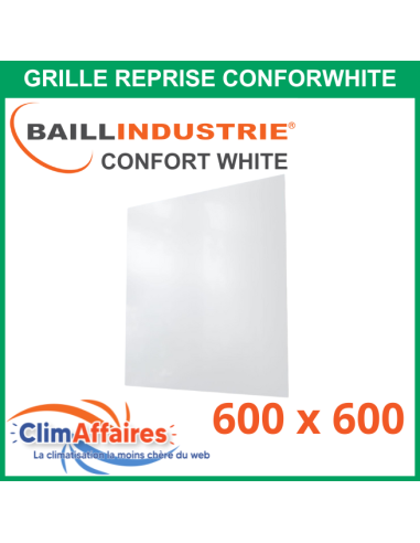 Baillindustrie - Grille de Reprise - CONFORT WHITE - Aluminium blanc satiné - 600x600 mm - COL600X600 (Enjoliveur 760x760)