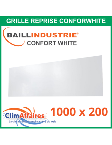 Baillindustrie - Grille de Reprise - CONFORT WHITE - Aluminium blanc satiné - 1000x200 mm - COL1000X200 (Enjoliveur 1200x350)