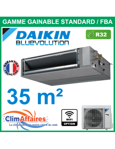 Daikin Climatiseur Monosplit Gainable Standard Haute Pression - R32 - FBA35A9 + RXM35R9 (3.4 kW)