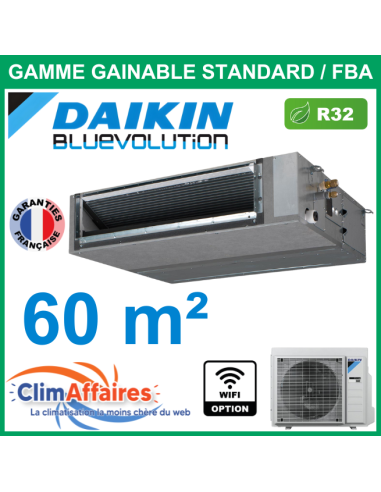 Daikin Climatiseur Monosplit Gainable Standard Haute Pression - R32 - FBA60A9 + RXM60R (5.7 kW)