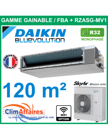 Daikin Climatiseur Monosplit Gainable SkyAir Haute Pression - R32 - FBA125A + RZASG125MV1 (12.1 kW)