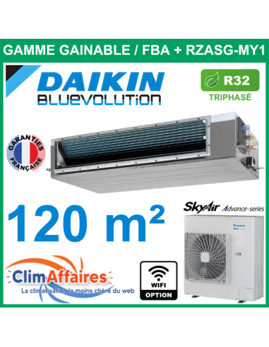 Daikin Climatiseur Monosplit Gainable SkyAir Haute Pression - R32 - FBA125A + RZASG125MY1 (12.1 kW)