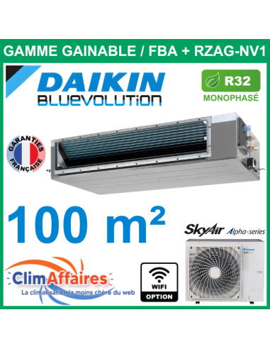 Daikin Climatiseur Monosplit Gainable SkyAir Haute Pression - R32 - FBA100A + RZAG100NV1 (9.5 kW)