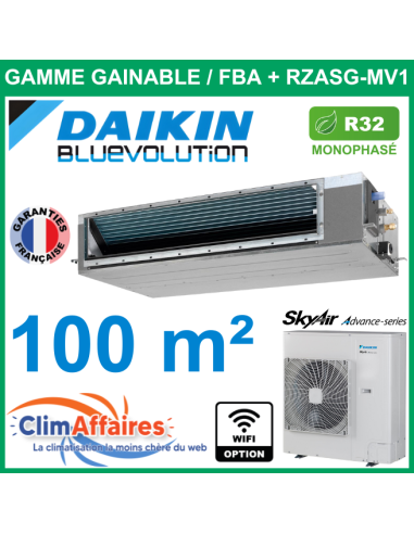 Daikin Climatiseur Monosplit Gainable SkyAir Haute Pression - R32 - FBA100A + RZASG100MV1 (9.5 kW)