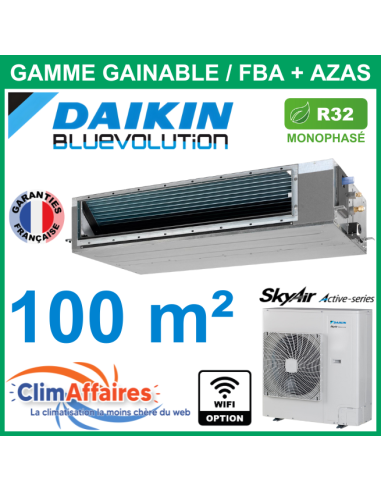 Daikin Climatiseur Monosplit Gainable SkyAir Haute Pression - R32 - FBA100A + AZAS100MV1 (9.5 kW)