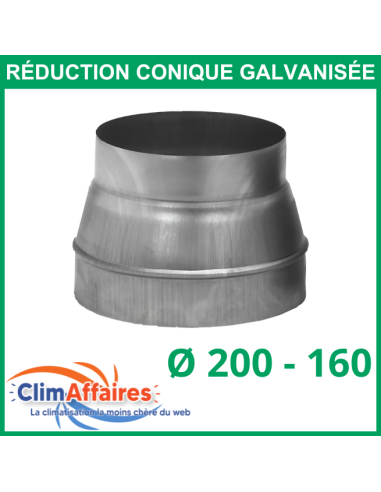 Réduction conique galvanisée - Taille : 200 - 160 mm