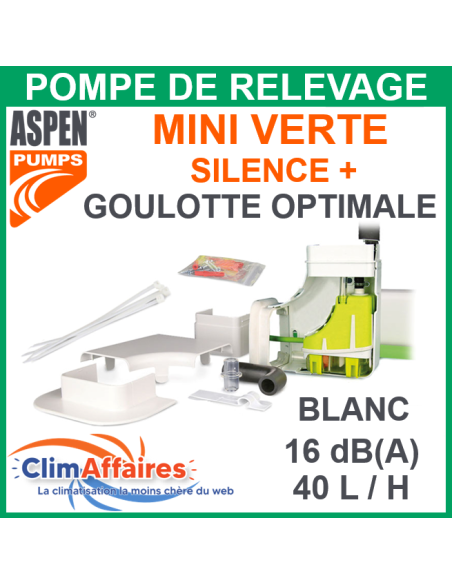 Pompe de relevage Aspen - Silence + OPTIMALE - MINI VERTE - Goulotte Blanche 80 x 60 - FP3327/5 (40 