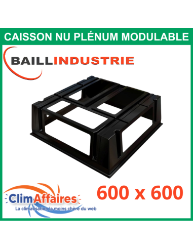 Caisson nu pour plénum modulable soufflage / reprise pour gainable 600X600 mm - CAM600X600