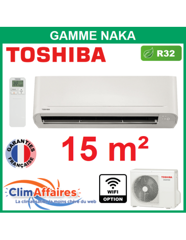 Toshiba Clim Mural Monosplit Réversible NAKA R32 - RAS-B05B2KVG-E + RAS-05B2AVG-E (1,5 kW)