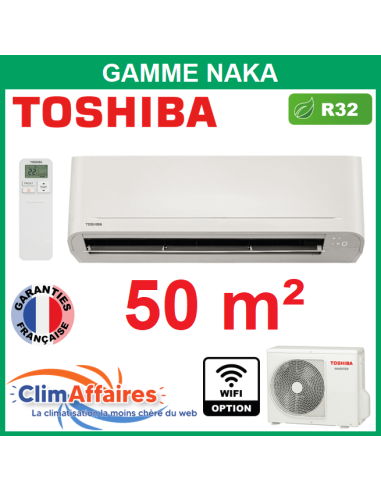 Toshiba Clim Mural Monosplit Réversible NAKA R32 - RAS-B18B2KVG-E + RAS-18B2AVG-E (5.0 kW)