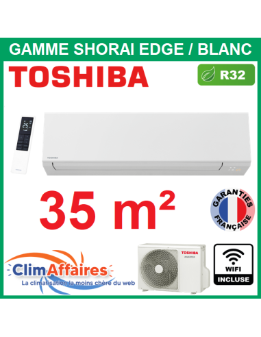 Toshiba Climatiseur Monosplit Mural Inverter - SHORAI EDGE Blanc - R32 - RAS-B13G3KVSG-E + RAS-13J2AVSG-E1 + wifi (3.5 kW)