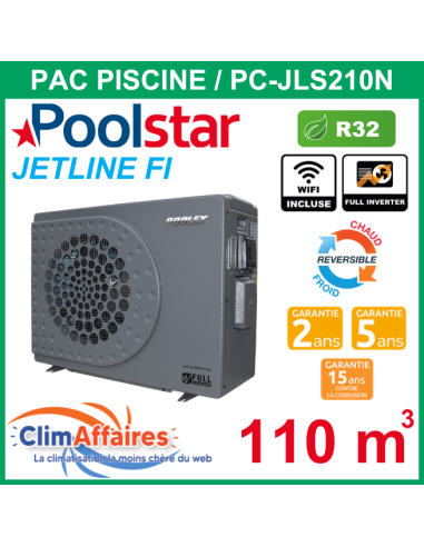 POOLSTAR - Pompe à chaleur piscine - POOLEX - JETLINE SELECTION FULL INVERTER - PC-JLS210N - 20.1 kW (80 à 110 m³)