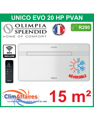 Olimpia Splendid - Climatisation Monobloc Réversible - R290 - UNICO EVO 20 HP PVAN (1.7 kW)