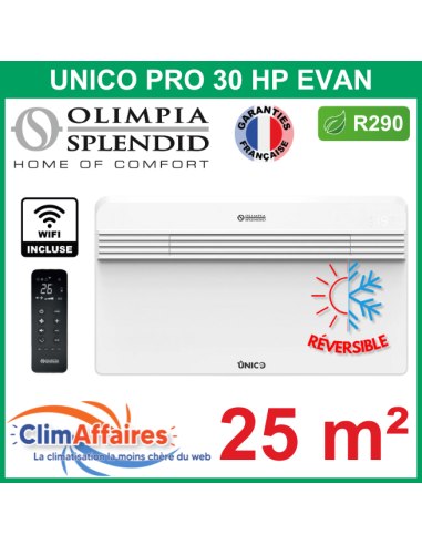 Olimpia Splendid - Climatisation Monobloc Réversible - R32 - UNICO PRO 30 HP EVAN + WIFI - 02238 (2.6 kW)