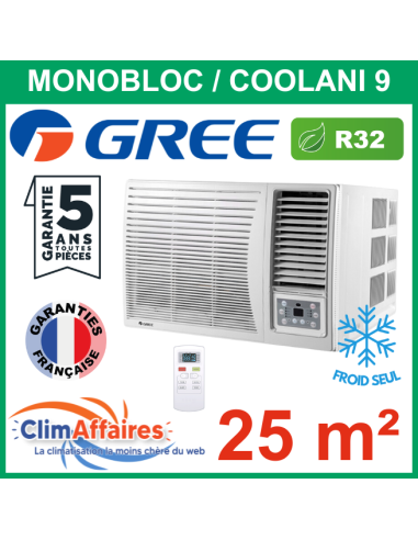 GREE - Climatisation Monobloc Froid Seul (sans unité extérieure) - R32 - COOLANI 9 - 3NGR0200 (2.7 kW)