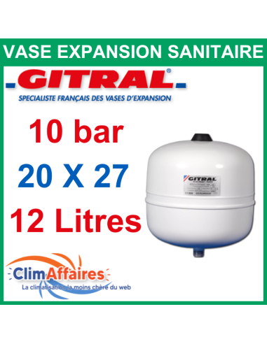 Vase d'Expansion pour eau Sanitaire - GITRAL Hydrochaud - 10 bar - HY12 - 12 litres