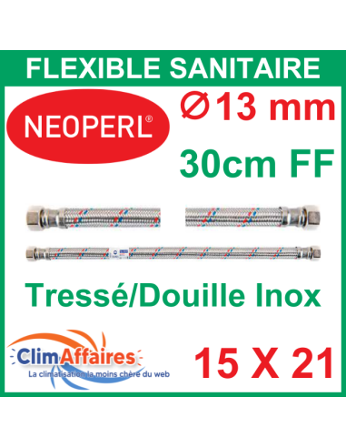 Flexible plomberie femelle femelle pour chauffe-eau électrique - NEOPERL - Inox Tressé - 300 mm - 15x21