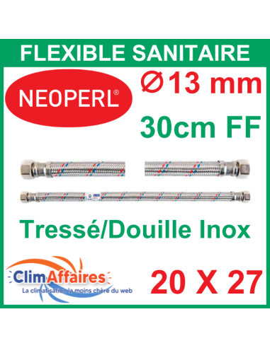 Flexible plomberie femelle femelle pour chauffe-eau électrique - NEOPERL - Inox Tressé - 300 mm - 20x27